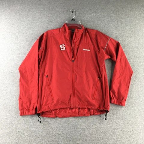 NC State Jacket Womens Small Reebok Full Zip Windbreaker Red Casual Ladies Cover