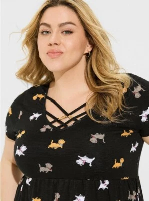 Camisa Babydoll Torrid Disney Aristocats Top Nueva con Etiquetas Nueva 0X Foto 1 de 4