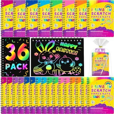Favores de fiesta para niños 4-8-12: paquete de 36 cuadernos de arte arco iris rasguños, colorido... Foto 1 de 4