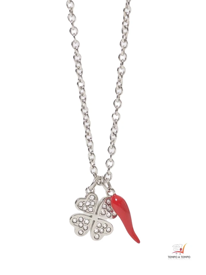 Collana Donna Acciaio 2Jewels con Cornetto e Quadrifoglio Portafortuna 251800 - Immagine 1 di 1