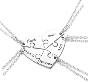 Silver Tone Alloy BFF Necklace for 2-5 Best Friends Matching Heart Pendant Frien - Picture 1 of 6