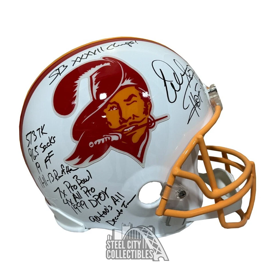 Warren Sapp 10 INSC Autograph Tampa Bay Throwback Replica Full Size Helmet - JSA - Image 1 of 1