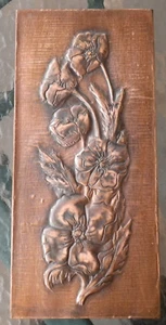 Kupferbild auf Holz, Blumen, 17,5 x 37 cm - Bild 1 von 1