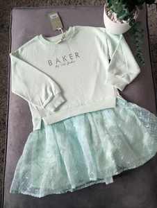 Nuovo Splendido Abito Maglione Ted Baker Ragazze Teal Graziosa Stampa Jersey Età 6 Tutù  - Foto 1 di 15