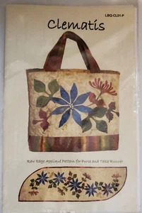 WOMENS clematis quilted purse tote bag table runner FABRIC PATTERN SEWING  - Picture 1 of 2