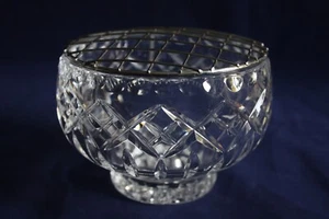 Ciotola vaso fiori rosa vetro cristallo vintage diametro 5" (12,5 cm) - Foto 1 di 5