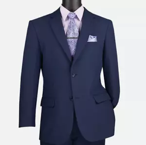 LUCCI Collezione Zegna Mens Navy Classic-Fit Polyester Suit Jacket Size 34 Short - Picture 1 of 16