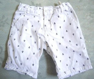 Girl's Shorts Nautical White With Navy Blue Anchors Adjustable Waist Size 7 EUC - Picture 1 of 3