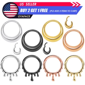 1 Pc Surgical Steel Nose Ring Hoop Septum Clicker Cartilage Earring Body Jewelry - Picture 1 of 15