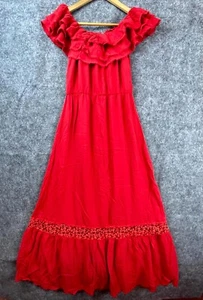Alice + Olivia Dress 4 Red Ruffle Lace Cheri Off The Shoulder Country Cottage - Picture 1 of 6
