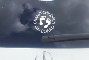 GrandChildren Baby on Board Safety Sign Feet Car Window Decal Vinyl Sticker - Picture 1 of 2