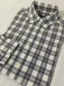 Camisa Massimo Dutti con Botones Frontal Marfil Beige Topo Púrpura-Gris a Cuadros Talla L - Imagen 1 de 11