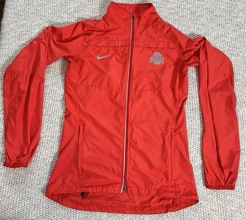 Nike Ohio State Buckeyes Jacket Womens Size SMALL Red Full Zip FEATHER WEIGHT Cover