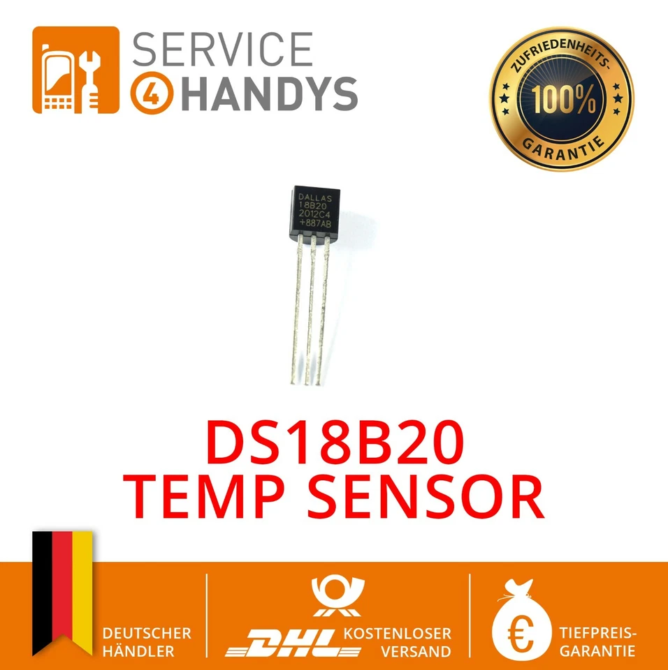 DS18B20 Digitaler Temperaturfühler Temperatursensor 1-wire Raspberry Arduino - Bild 1 von 1