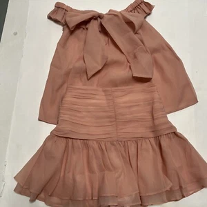 Chouchou Womens Pink Crepe Sleeveless Top with Bow at Neck and Skirt Set Size M - Picture 1 of 18