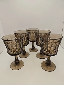 Vintage Set 5 Noritake Perspective Smoky Brown Water/Wine Glasses 6.5in - Picture 1 of 8
