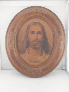 Vintage Rahmen und Druck des Hauptes Christi - Bild 1 von 4