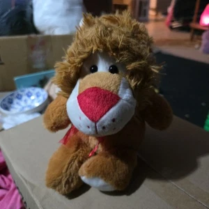 Vintage Hugfun Plüsch rot und hellbraun Löwe 10 Zoll - Bild 1 von 2