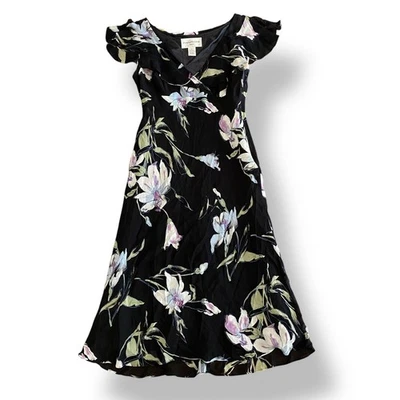 Maxi Vestido Evan Picone Vintage Floral Talla 8 Negro Multicolor Boho Caprichoso Foto 1 de 4