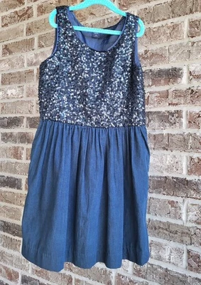 Vestido vaquero y lentejuelas para niñas, Gapkids, talla grande, talla 10, azul Foto 1 de 4