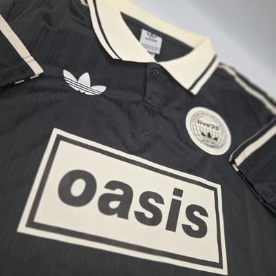 Adidas x Oasis Live 25 Retro Football Jersey – Black Polo Shirt – Multiple Sizes - Image 1 of 4
