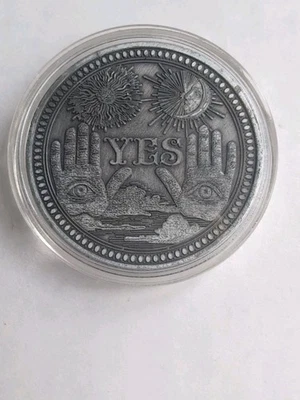 OUIJA COIN DECISION TOKEN OCCULT EYE OF PROVIDENCE MAGIC 8 BALL YES AND NO BOARD - Image 1 of 2