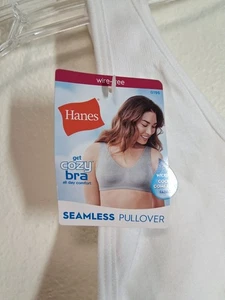 Sujetador Pullover Sin Costuras Hanes Acogedor Deportivo Blanco Talla Pequeña Nuevo con Etiquetas - Imagen 1 de 4