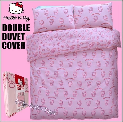 Set Copripiumino Matrimoniale Sanrio Hello Kitty Rosa Personaggio Kawaii Biancheria da Letto NUOVO - Immagine 1 di 4