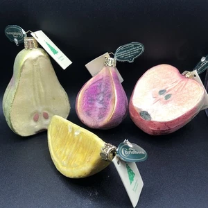 Vintage Christborn mundgeblasene Glas Ornamente gezuckerte Früchte Germany Set-4 - Bild 1 von 14