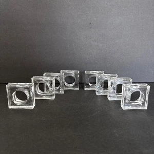 Vintage Plexiglas Acryl Serviettenringe Halter 8er Set Quadratisch Modernist Klar - Bild 1 von 3