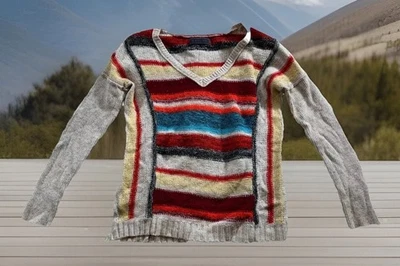 Velvet By Graham & Spencer Long Sleeve Open Knit Sweater Small Stripe Multi E - Image 1 of 4