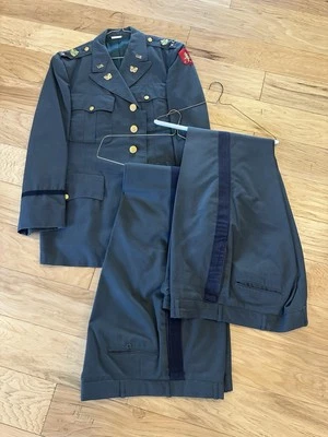 VTG US Military Army Green Coat Dress Jacket 2 Pants Uniform Mens Size 44S - Image 1 of 4