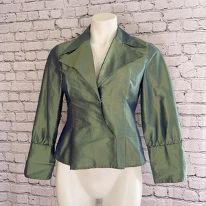 Areli Collection Damengröße 6 schillerndes grünes Oberteil Jacke 100 % Seide - Bild 1 von 9