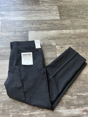 Pantalones de vestir Kenneth Cole Reaction negros ajustados para hombre talla 38 Wx30L nuevos con etiquetas Foto 1 de 4