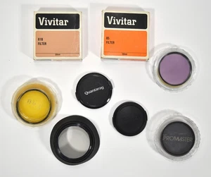 Set aus sechs 58 mm Kamera-Objektivfiltern und zwei 58 mm Objektivdeckeln - Bild 1 von 2