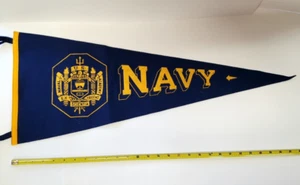 Vintage Navy United Stated Naval Academy 29" Pennant Blue Gold Rare - Picture 1 of 2