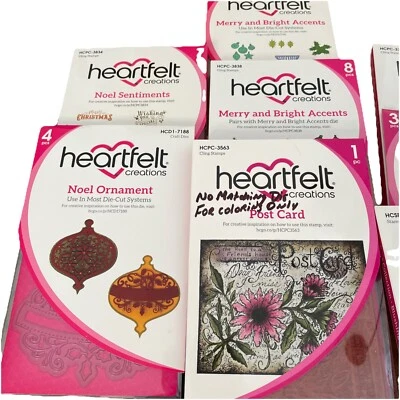 Lote De 5 Creaciones HEARTFELT Acentos Felices Navidad, Tarjeta Postal, Adorno Noel Foto 1 de 4