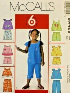 McCall's 4429 Girls Tops, Shorts & Capri Pants in 6 Styles Sewing Pattern 4-5-6 - Picture 1 of 2