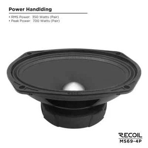 Recoil AudioMS69-4P 6X9-Inch Midrange Pro Audio Car Speakers, 700 Watts Max - Picture 1 of 6