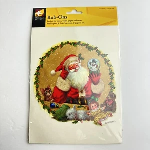 Amerikanische traditionelle Designs Weihnachten Rub On Transfer Weihnachtsmann Urlaub 6"X8" - Bild 1 von 4