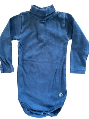 Petit Bateau Navy Turtleneck 100% Cotton Knit Long Sleeved Bodyshirt- 6 Mos - Image 1 of 4