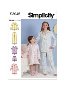 Simplicity Easy SCHNITTMUSTER S3045 Kinder/Mädchen Loungewear 3-6 oder 7-14 - Bild 1 von 8
