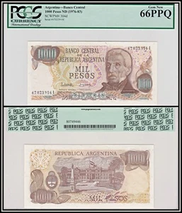 1976-1983 Argentina 1000 Pesos PCGS 66 PPQ Gem Unc World Currency - Picture 1 of 4
