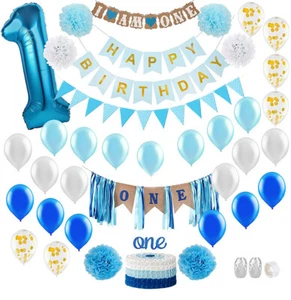 Happy Birthday Decorations Set Theme Party Supplies Banner Balloons for All Ages - Picture 1 of 30