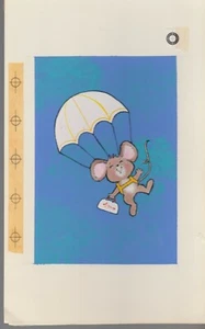 Buen Voyage Pintado Lindo Ratón Con / Paracaídas 19.6x29.2cm Saludo Tarjeta Arte - Imagen 1 de 1