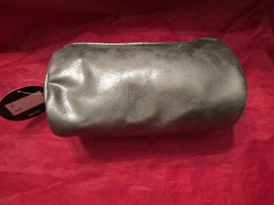 Bolso de Maquillaje Cosmético Target Beauty Metálico Imitación Cuero Gris Estaño 8"x4.5" Nuevo con Etiquetas Foto 1 de 3