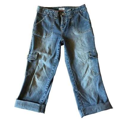 Vintage No Boundaries Stretch Cuffed Capri Denim Jeans Juniors Size 5 - Imagem 1 de 3