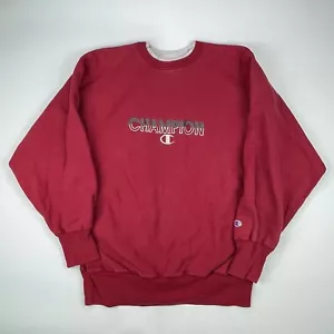 Vintage Champion Reverse Weave Mens XL Embroidered Logo Red Pullover Sweatshirt - Picture 1 of 5