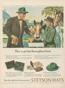 1947 Stetson Hats How To Get Thoroughbred Look Colt Horse Vintage Print Ad - Picture 1 of 1