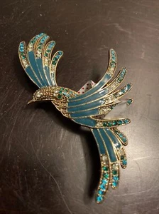 BAFTAs 2019 SALMA HYEKS GRACEFUL RHINESTONE BIRD BROOCH - Picture 1 of 6